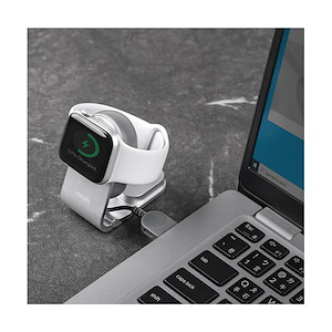 شارژر موشی مدل Flekto Moshi Flekto Compact Folding Apple Watch Charger Silver